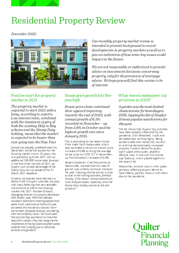 Residential Property Review - December 2020 