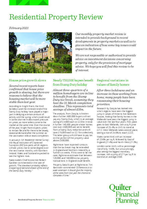 Residential Property Review - February 2021