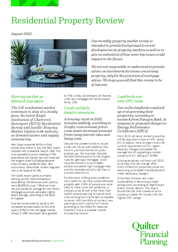 Residential Property Review - August 2022